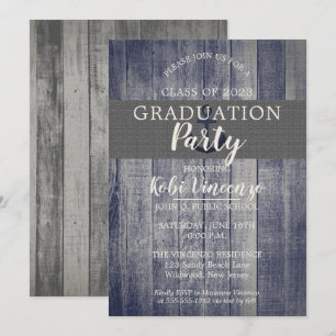 Invitation Rustic Beach Wood Nautical Graduation Party