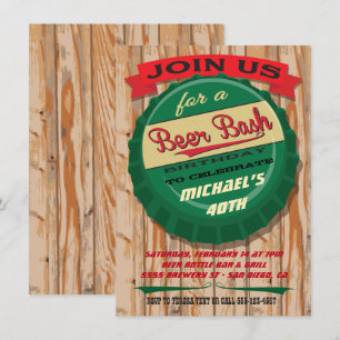 Invitation Rustic Beer Casquette anniversaire jalon invitatio