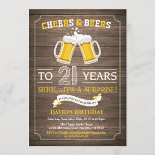 Invitation Rustic Beer Surprise 21e anniversaire