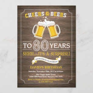 Invitation Rustic Beer Surprise 80e anniversaire