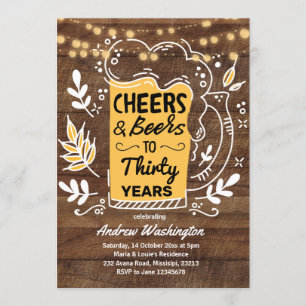 Invitation Rustic Beers and Cheers Man 30e anniversaire
