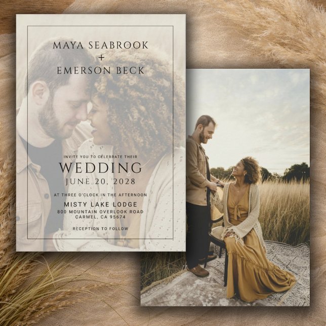 Invitation Rustic Black And White Overlay Photo Wedding (Créateur téléchargé)