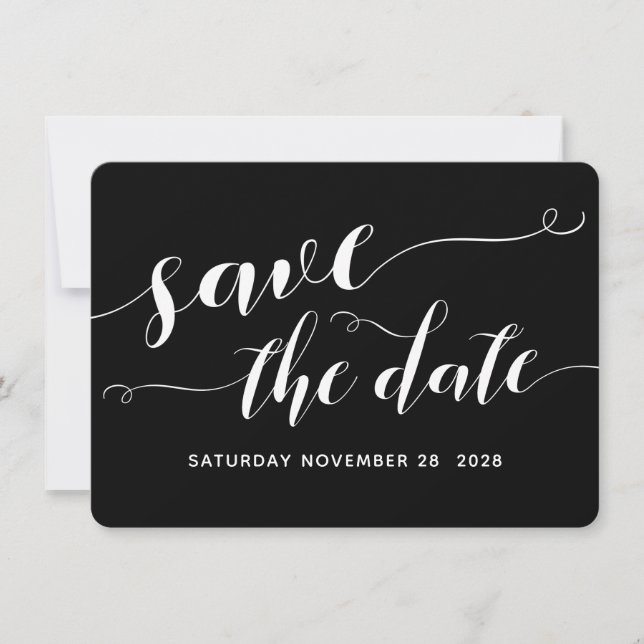 Invitation Rustic Blacksmith Calligraphy Mariage Date de sauv (Devant)
