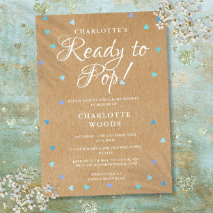 Invitation Rustic Blue Love Hearts Prêt à faire du Baby showe