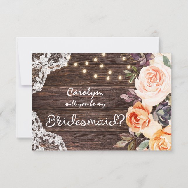 Invitation Rustic Blush Floral Serez-Vous Ma Femme D'Accueil  (Devant)