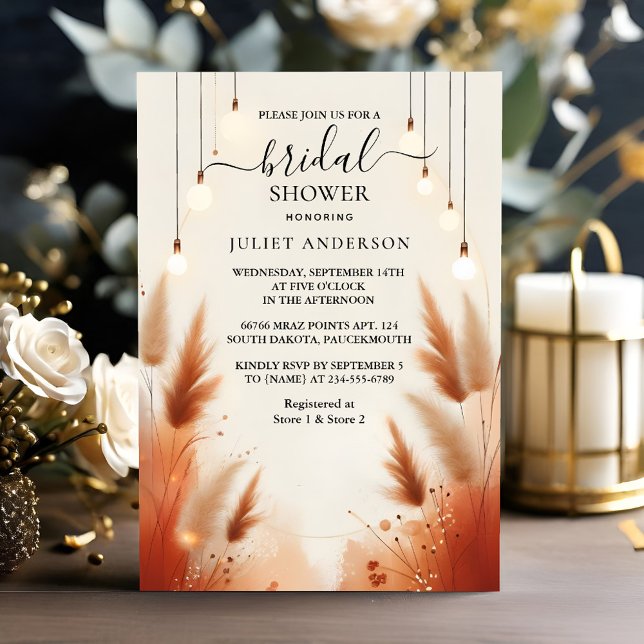 Invitation Rustic Boho Automne Ombre Fête des mariées Brown (Créateur téléchargé)