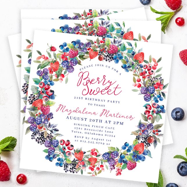 Invitation Rustic Boho Berry Sweet été 21e anniversaire (Créateur téléchargé)