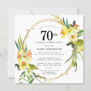 Invitation Rustic Boho Daffodil 70e anniversaire Dîner fête