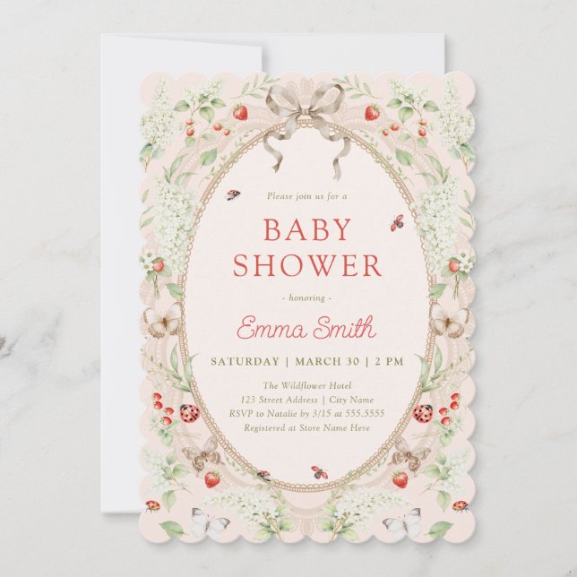 Invitation Rustic Boho Gender Neutral Baby Shower (Devant)