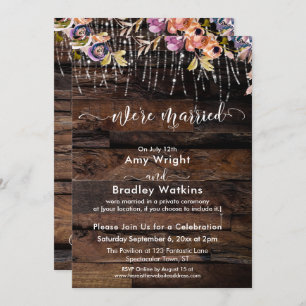 Invitation Rustic Boho Nous sommes mariés Réception seulement