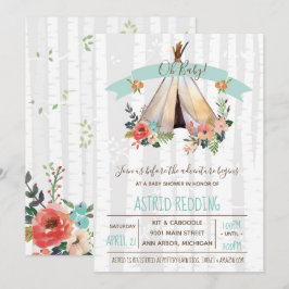 Invitation Rustic Boho Teepee Baby shower neutre entre les se
