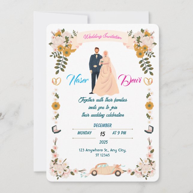 Invitation Rustic Boho Wedding Inviter Modèle (Devant)