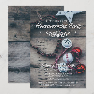 Invitation Rustic Bois Hiver Fête de Ménage