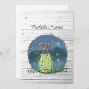 Invitation Rustic Bokeh Souris luciole Mason Jar Douche