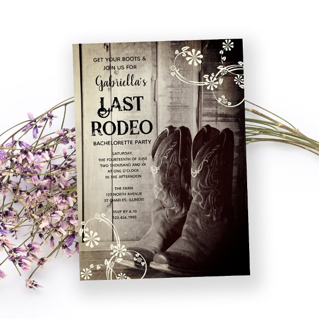 Invitation Rustic Boots Dernier Rodéo Western Bachelorette Pa (Créateur téléchargé)