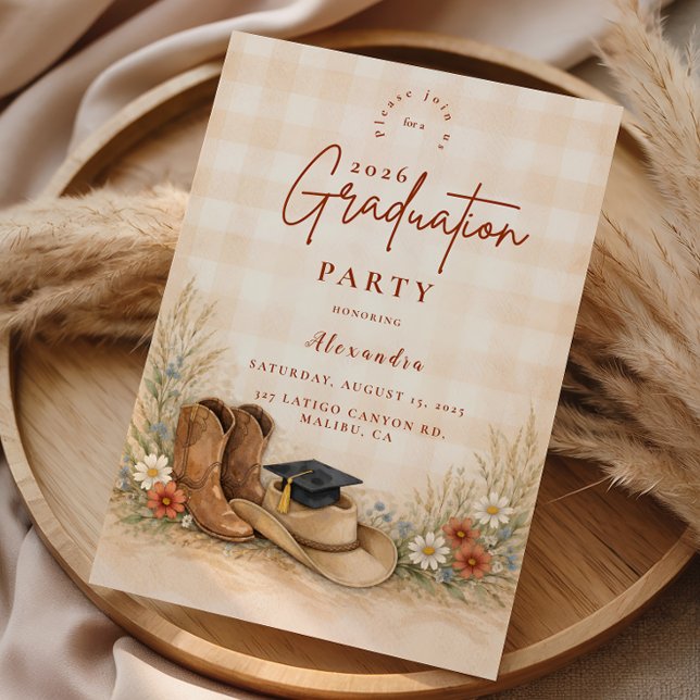 Invitation Rustic Boots Graduation Party (Créateur téléchargé)