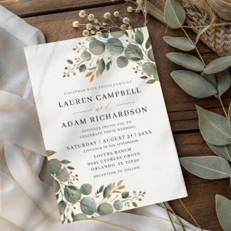 Invitation Rustic Botancial Eucalyptus Greenery Wedding