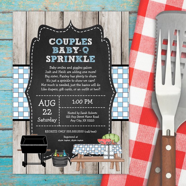 Invitation Rustic Boy Couples bébé Q Sprinkle Douche (Créateur téléchargé)