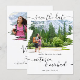 Invitation Rustic Brush stroke Mariage Photo Enregistrer la d