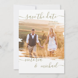 Invitation Rustic Brush stroke Mariage Photo Enregistrer la d