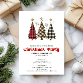 Invitation Rustic buffalo plaid Christmas tree holiday invite