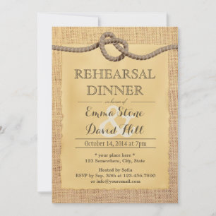 Invitation Rustic Burlap Tying Diner de répétition de noeud