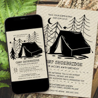 Rustic Camp Out Camping Silhouette Anniversaire