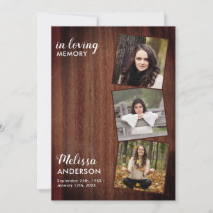 Invitation Rustic Celebration Of Life Photo Memorial Service