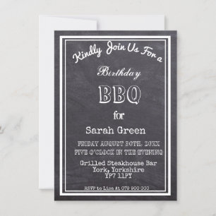 Invitation Rustic Chalkboard Anniversaire Fête BBQ