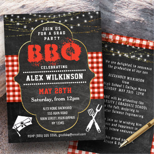 Invitation Rustic Chalkboard Jardin BBQ Party graduation