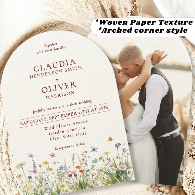 Invitation Rustic Chic Boho Fleurs sauvages et Mariage photo (Créateur téléchargé)