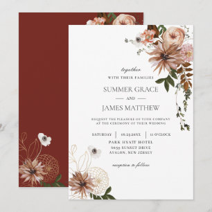 Invitation Rustic Chic Brown crème Blush Mariage de automne i