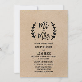 Invitation Rustic Chic Faux Kraft M & Mme la Mariage