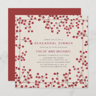 Invitation Rustic Chic Red Berry - Répétition de mariage d'hi