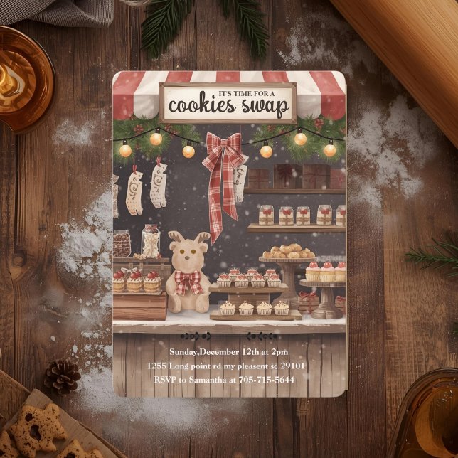 Invitation “Rustic Christmas Cookie Swap  (Créateur téléchargé)
