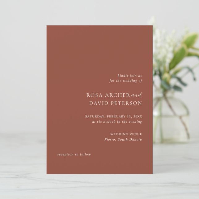 Invitation Rustic Copper Editorial Modern Wedding (Debout devant)