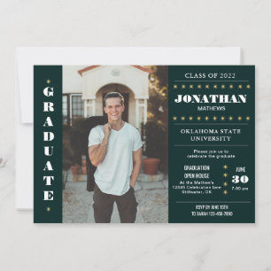 Invitation Rustic Country Army Green Gold Photo Graduation