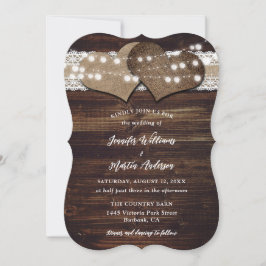 Invitation Rustic Country Bois Burlap et Mariage de dentelle