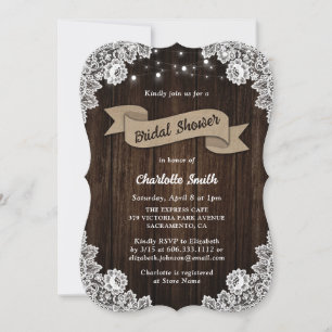 Invitation Rustic Country Bois Burlap Ribbon Fête des mariées