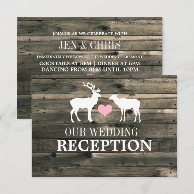Invitation Rustic Country Buck and Doe Mariage Réception (Devant / Derrière)