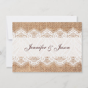 Invitation Rustic Country Burlap et dentelle mariage invitati