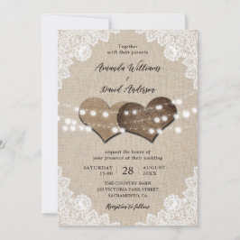 Invitation Rustic Country Burlap Lace String Mariage
