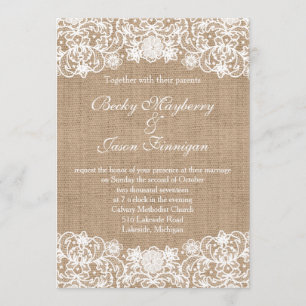 Invitation Rustic Country Burlap Lace Wedding Invite