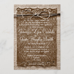 Invitation Rustic Country Burlap Twine Scroll Wedding Invite