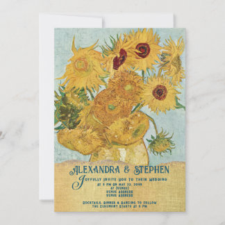 Invitation Rustic Country Burlap Van Gogh Sunflowers Mariage