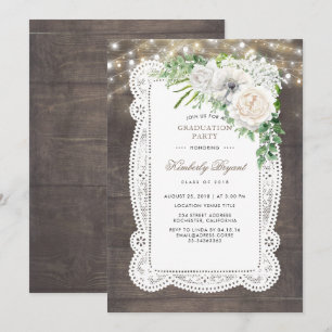 Invitation Rustic Country Chic Floral Graduation Party