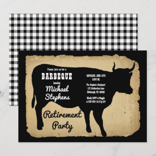 Invitation Rustic Country Cow BBQ Retraite Party