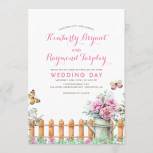 Invitation Rustic Country Farmhouse Floral Garden Mariage