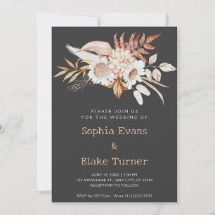 Invitation Rustic Country Floral Botanique Mariage d'ombre