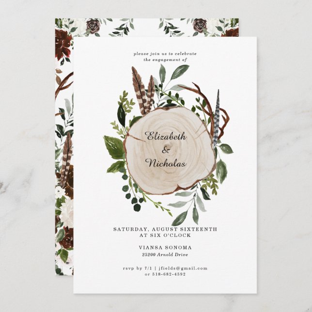 Invitation Rustic Country Floral Mariage (Devant / Derrière)
